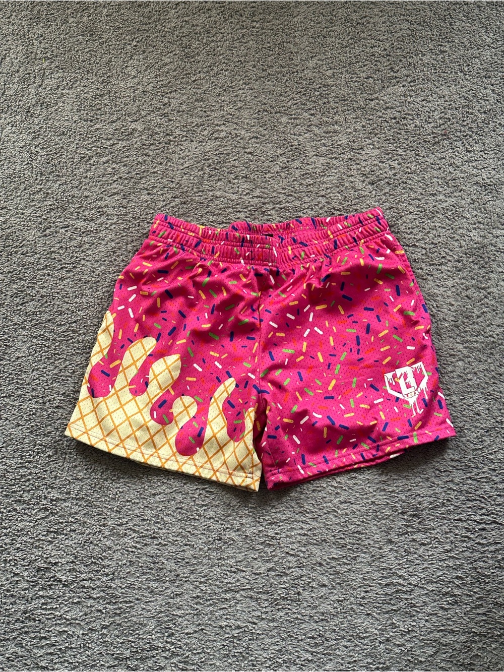 BL101 Baseball Lifestyle 101 Men's Pink Graphic Mesh Shorts Drawstring Size M